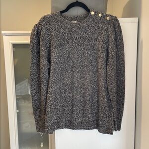Anne Klein Sport Charcoal Sweater with Gold Button Accents